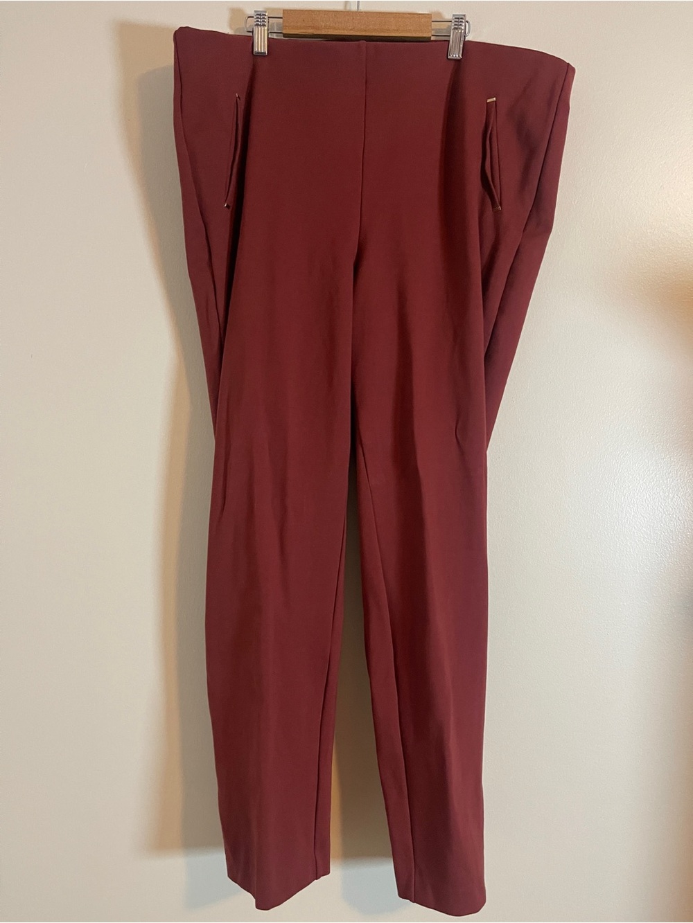 Chico's Pants Womens 18R Burnt Wine Straight-Leg Minimalist Chic Classic Work